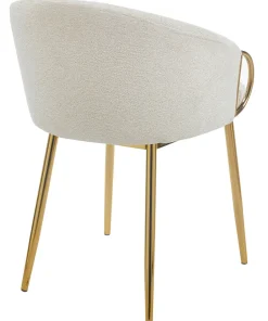 Lot de 8 chaises arrondies et matelassées Patricia Métal doré et Tissu Beige