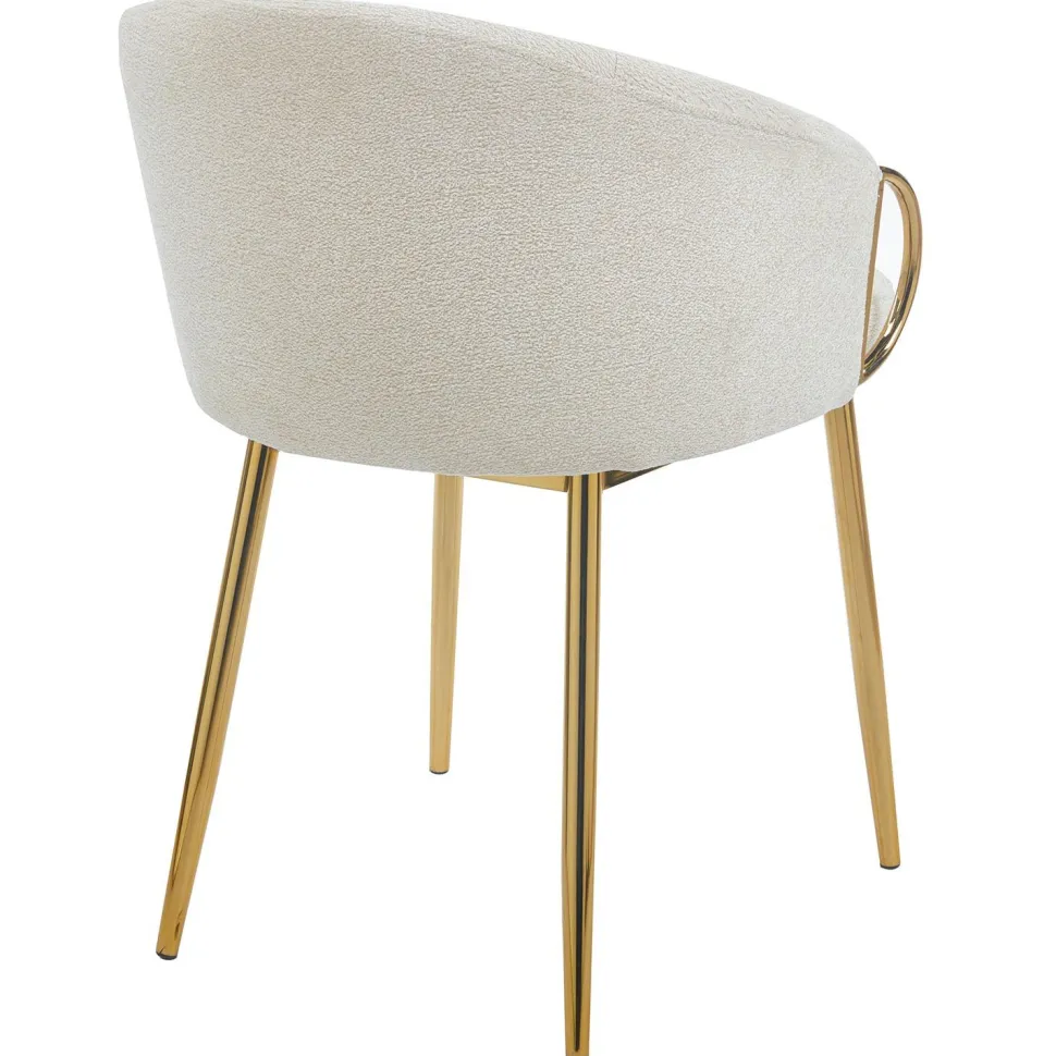 Lot de 8 chaises arrondies et matelassées Patricia Métal doré et Tissu Beige