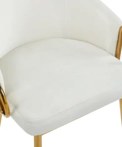 Lot de 4 chaises arrondies et matelassées Patricia Métal doré et Velours Crème