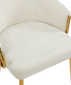 Lot de 4 chaises arrondies et matelassées Patricia Métal doré et Tissu Beige