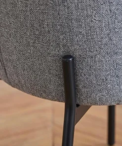 Lot de 2 chaises arrondies et matelassées Isabeau Métal Noir et Tissu Gris