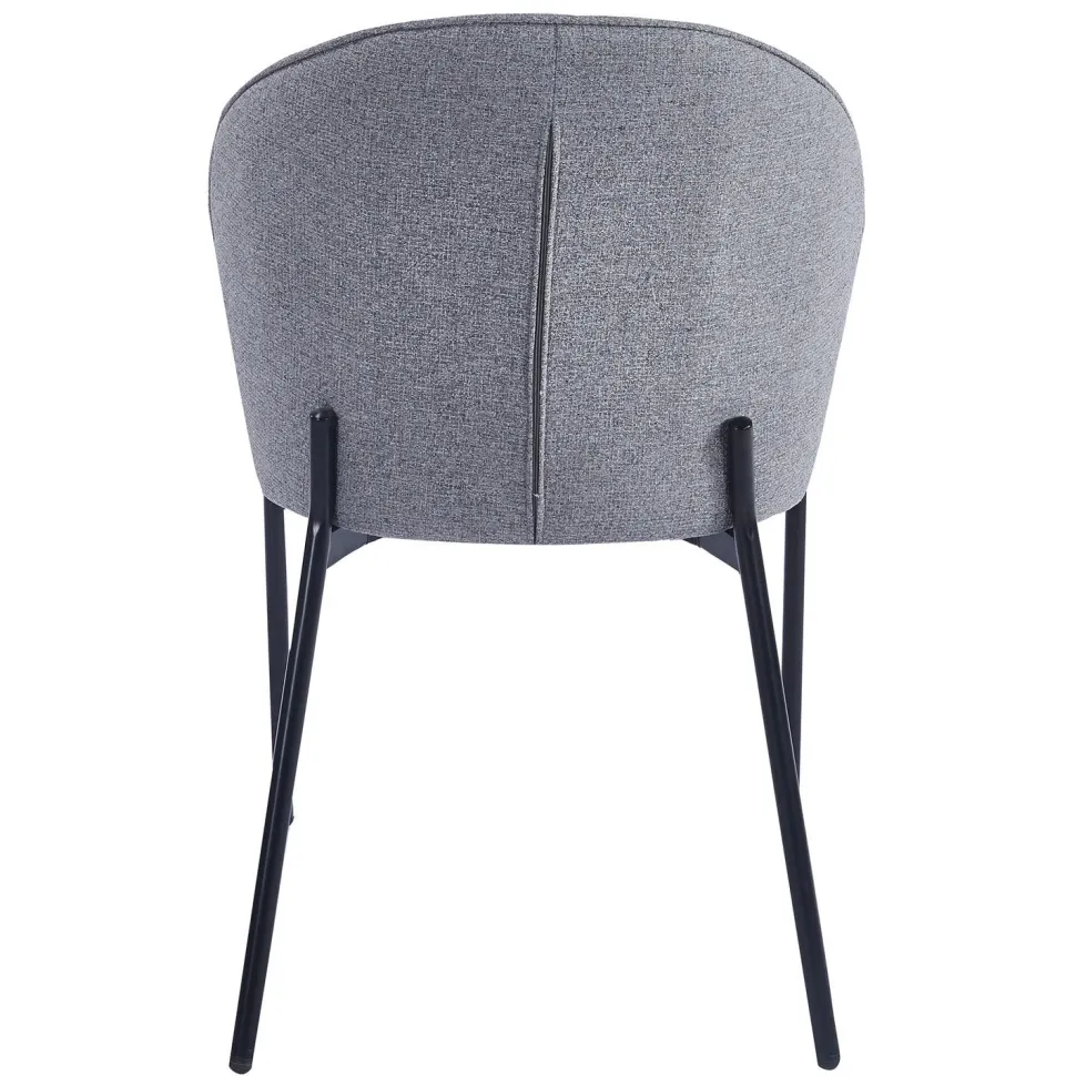 Lot de 2 chaises arrondies et matelassées Isabeau Métal Noir et Tissu Gris