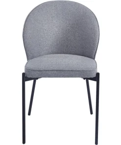 Lot de 2 chaises arrondies et matelassées Isabeau Métal Noir et Tissu Gris