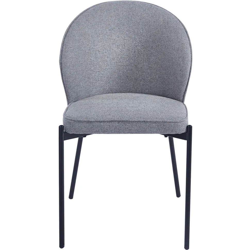 Lot de 2 chaises arrondies et matelassées Isabeau Métal Noir et Tissu Gris