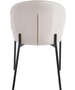 Lot de 2 chaises arrondies et matelassées Isabeau Métal Noir et Tissu Beige