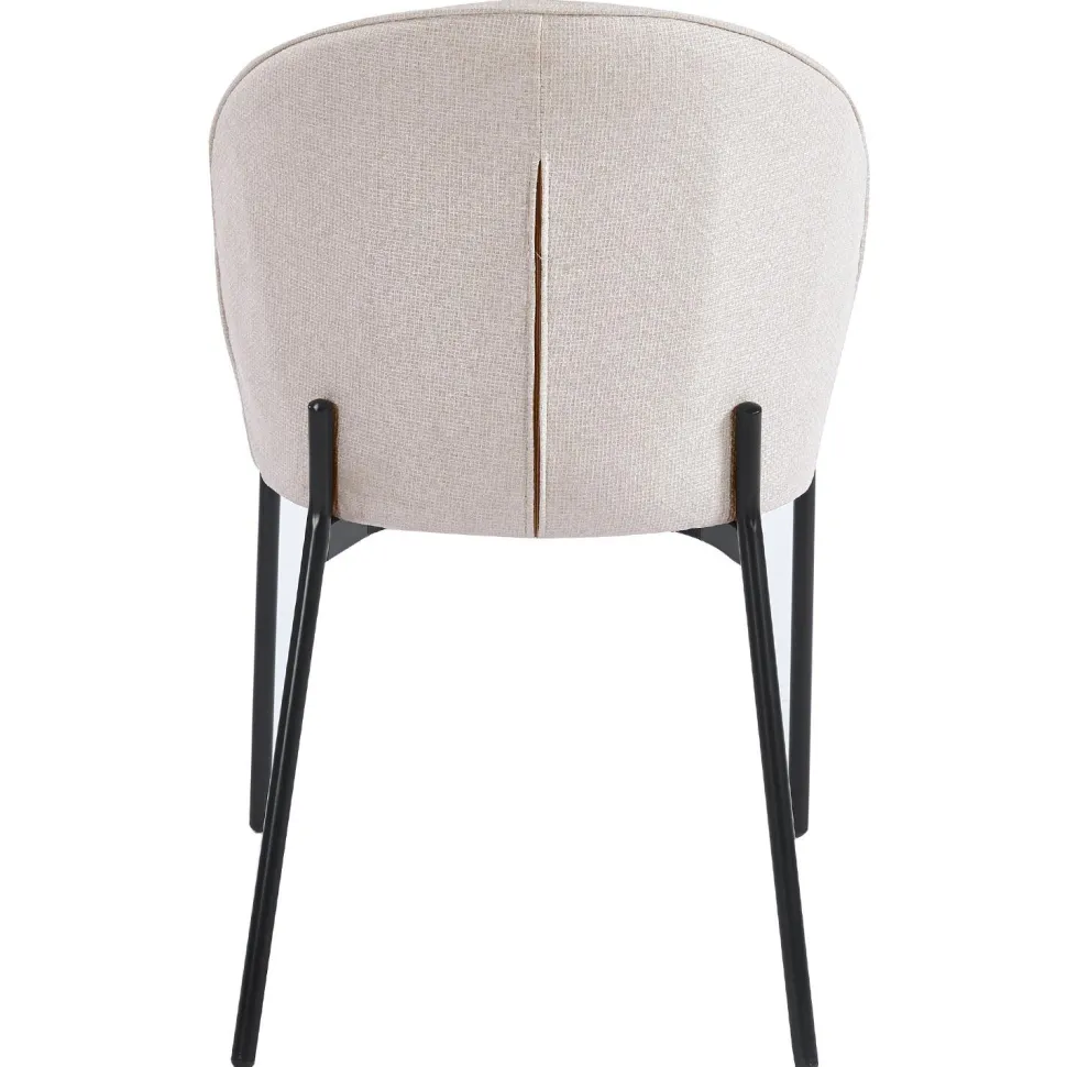 Lot de 2 chaises arrondies et matelassées Isabeau Métal Noir et Tissu Beige