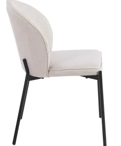 Lot de 2 chaises arrondies et matelassées Isabeau Métal Noir et Tissu Beige