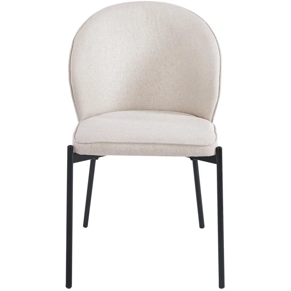 Lot de 2 chaises arrondies et matelassées Isabeau Métal Noir et Tissu Beige