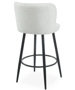 Lot de 2 chaises de bar au dossier incurvé Philippa Tissu bouclette Crème