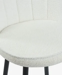 Lot de 2 chaises de bar au dossier incurvé Philippa Tissu bouclette Crème