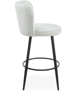 Lot de 2 chaises de bar au dossier incurvé Philippa Tissu bouclette Crème