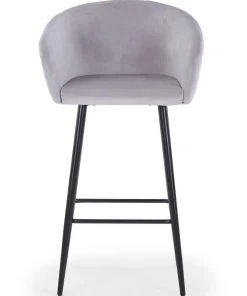 Lot de 4 chaises de bar Bobby Velours Argent