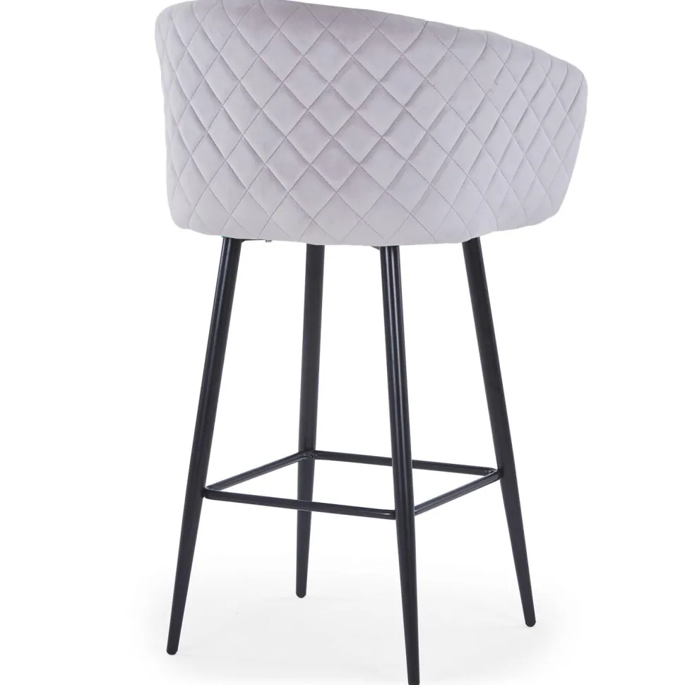Lot de 2 chaises de bar Bobby Velours Argent