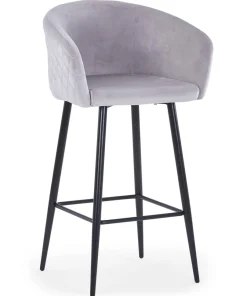 Lot de 2 chaises de bar Bobby Velours Argent