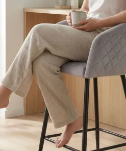 Lot de 2 chaises de bar Bobby Velours Argent