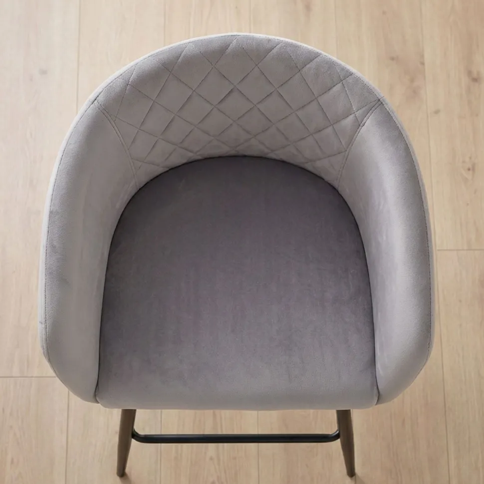 Lot de 2 chaises de bar Bobby Velours Argent