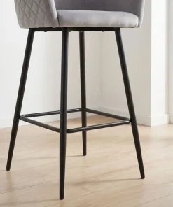 Lot de 2 chaises de bar Bobby Velours Argent