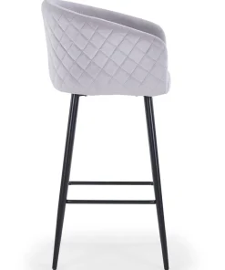 Lot de 2 chaises de bar Bobby Velours Argent