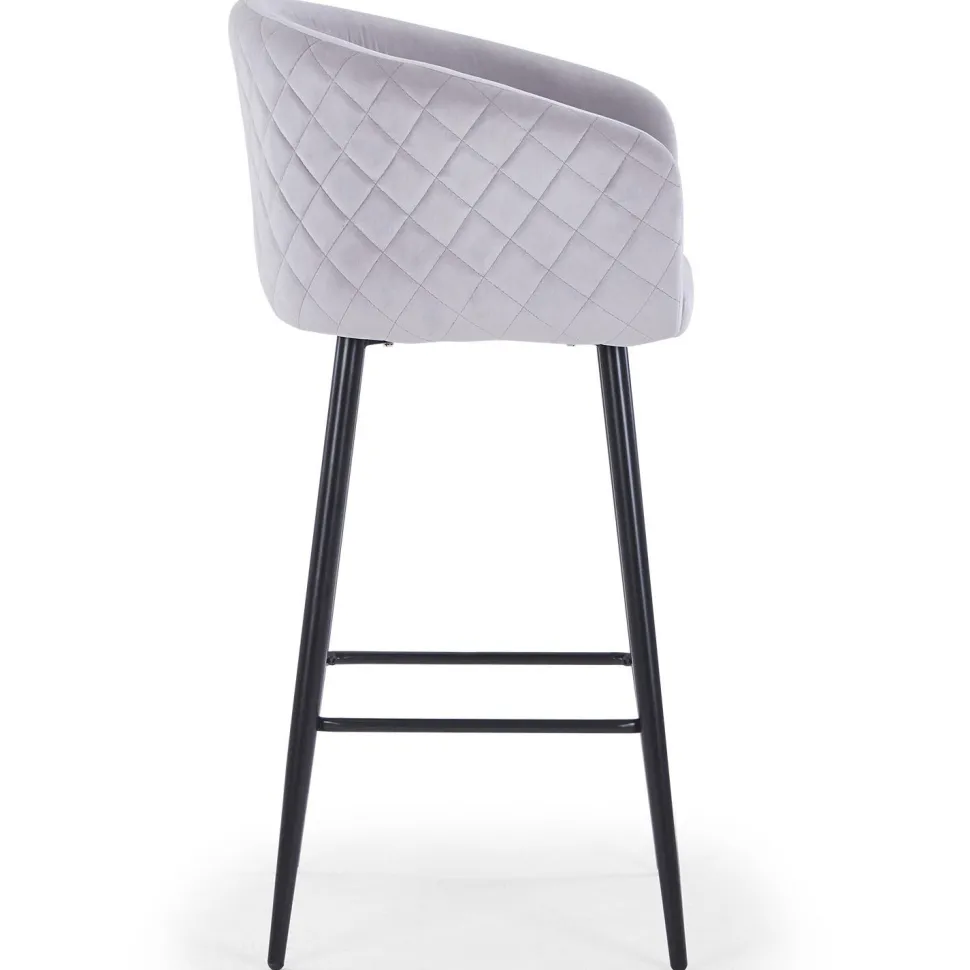 Lot de 2 chaises de bar Bobby Velours Argent