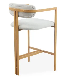 Lot de 2 chaises de bar design Galilea Métal Effet bois clair et Tissu Beige