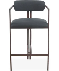 Lot de 2 chaises de bar design Galilea Métal Effet bois foncé et Tissu Anthracite