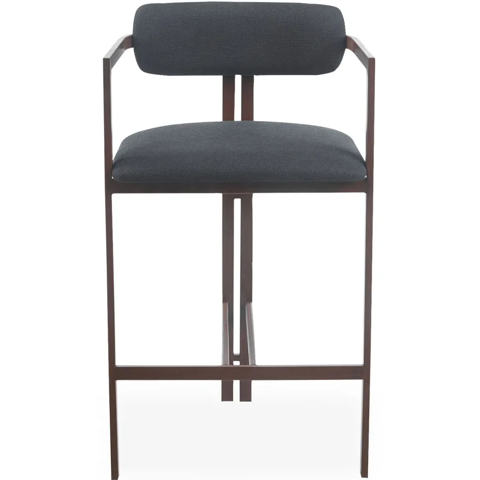 Lot de 2 chaises de bar design Galilea Métal Effet bois foncé et Tissu Anthracite