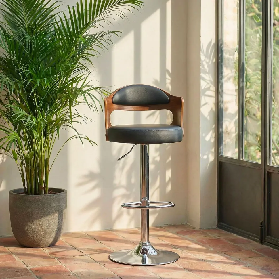 Lot de 2 chaises de bar Ruben Bois Noisette & Noir