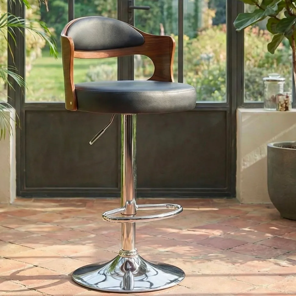 Lot de 2 chaises de bar Ruben Bois Noisette & Noir