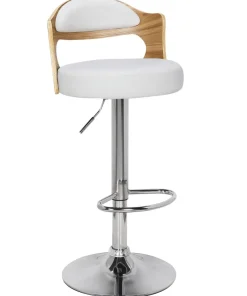 Lot de 2 chaises de bar Ruben Chêne Clair & Simili Blanc