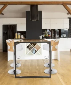 Lot de 2 chaises de bar Ruben Chêne Clair & Simili Blanc