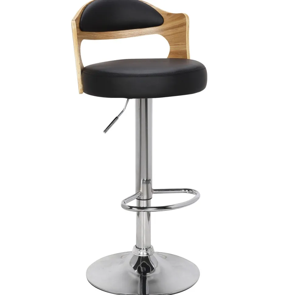 Lot de 6 chaises de bar Ruben Chêne clair et Simili Noir