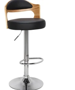 Lot de 6 chaises de bar Ruben Chêne clair et Simili Noir
