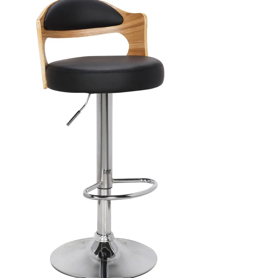 Lot de 6 chaises de bar Ruben Chêne clair et Simili Noir