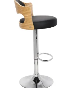 Lot de 6 chaises de bar Ruben Chêne clair et Simili Noir
