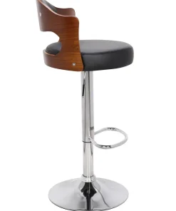 Lot de 6 chaises de bar Ruben Bois Noisette et Simili Noir