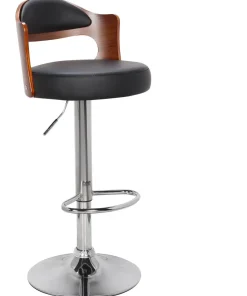 Lot de 6 chaises de bar Ruben Bois Noisette et Simili Noir