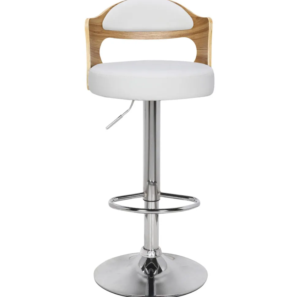 Lot de 6 chaises de bar Ruben Chêne clair et Simili Blanc