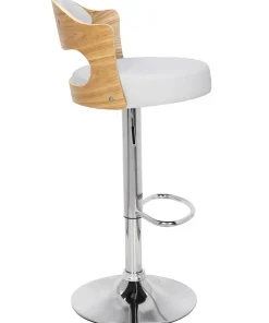 Lot de 6 chaises de bar Ruben Chêne clair et Simili Blanc