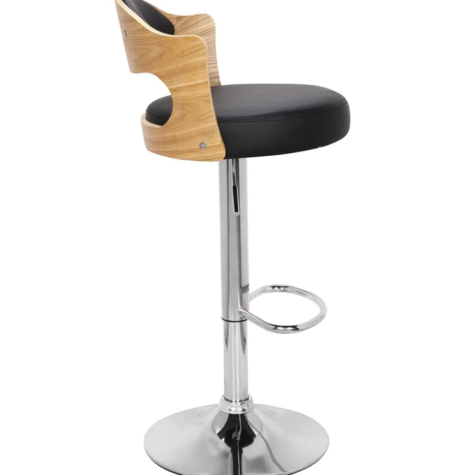 Lot de 4 chaises de bar Ruben Chêne clair et Simili Noir