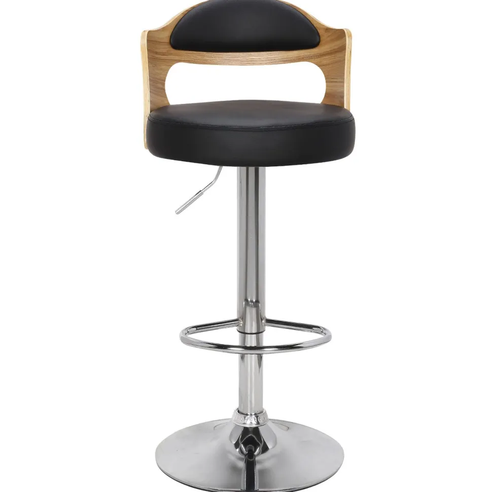 Lot de 4 chaises de bar Ruben Chêne clair et Simili Noir