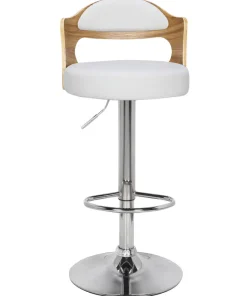 Lot de 4 chaises de bar Ruben Chêne clair et Simili Blanc