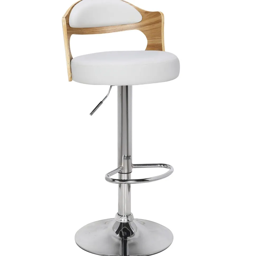 Lot de 4 chaises de bar Ruben Chêne clair et Simili Blanc
