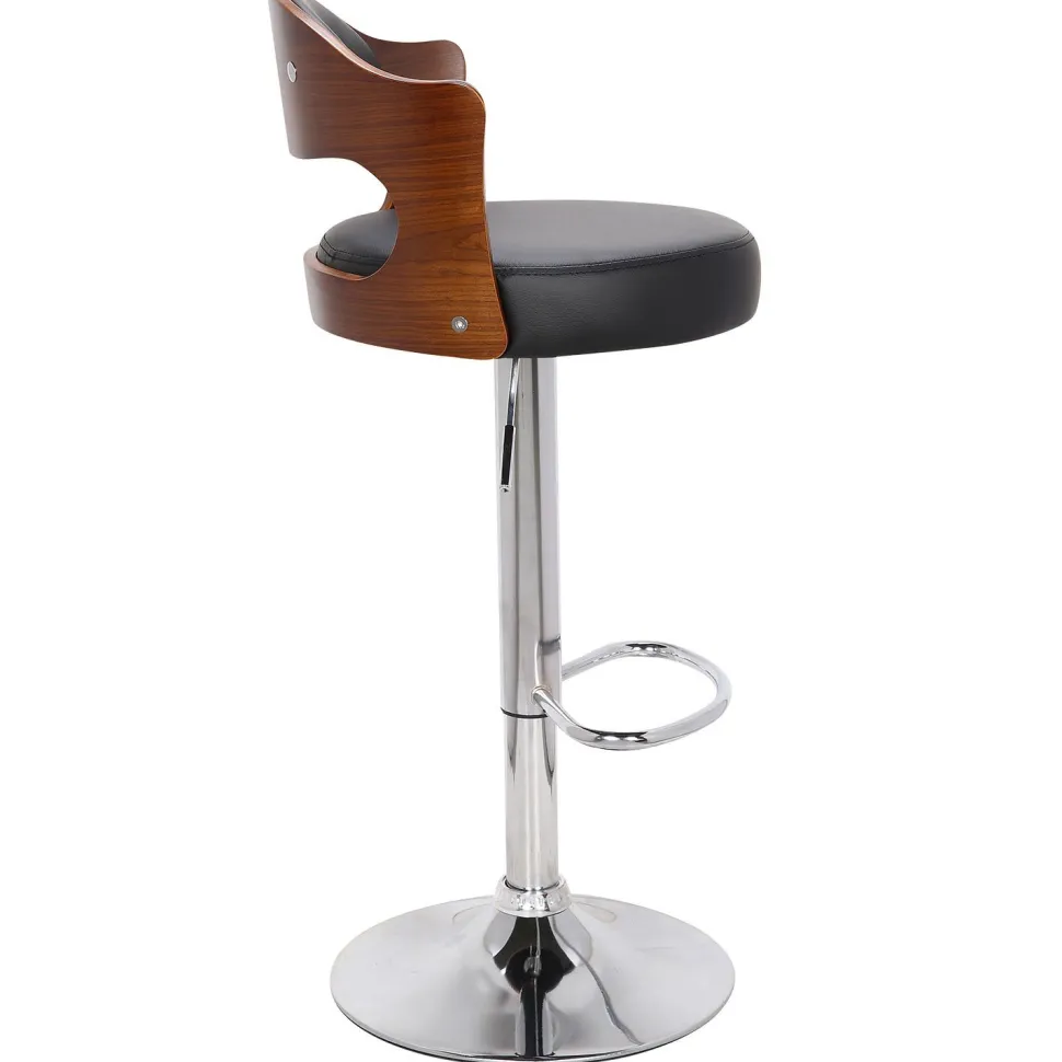 Lot de 4 chaises de bar Ruben Bois Noisette et Simili Noir