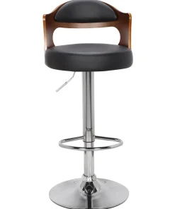 Lot de 4 chaises de bar Ruben Bois Noisette et Simili Noir