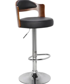 Lot de 4 chaises de bar Ruben Bois Noisette et Simili Noir