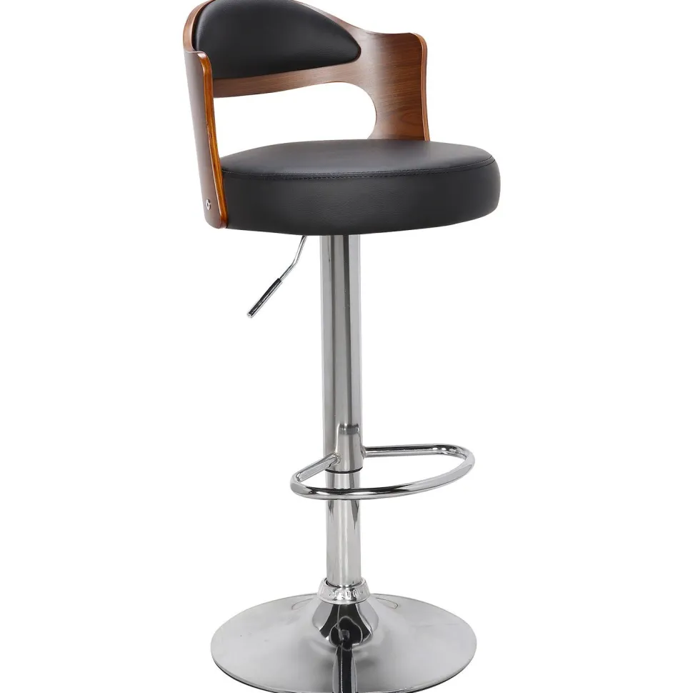 Lot de 4 chaises de bar Ruben Bois Noisette et Simili Noir