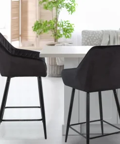 Lot de 2 chaises de bar Veronika Velours Noir