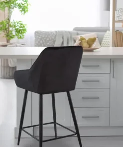 Lot de 2 chaises de bar Veronika Velours Noir