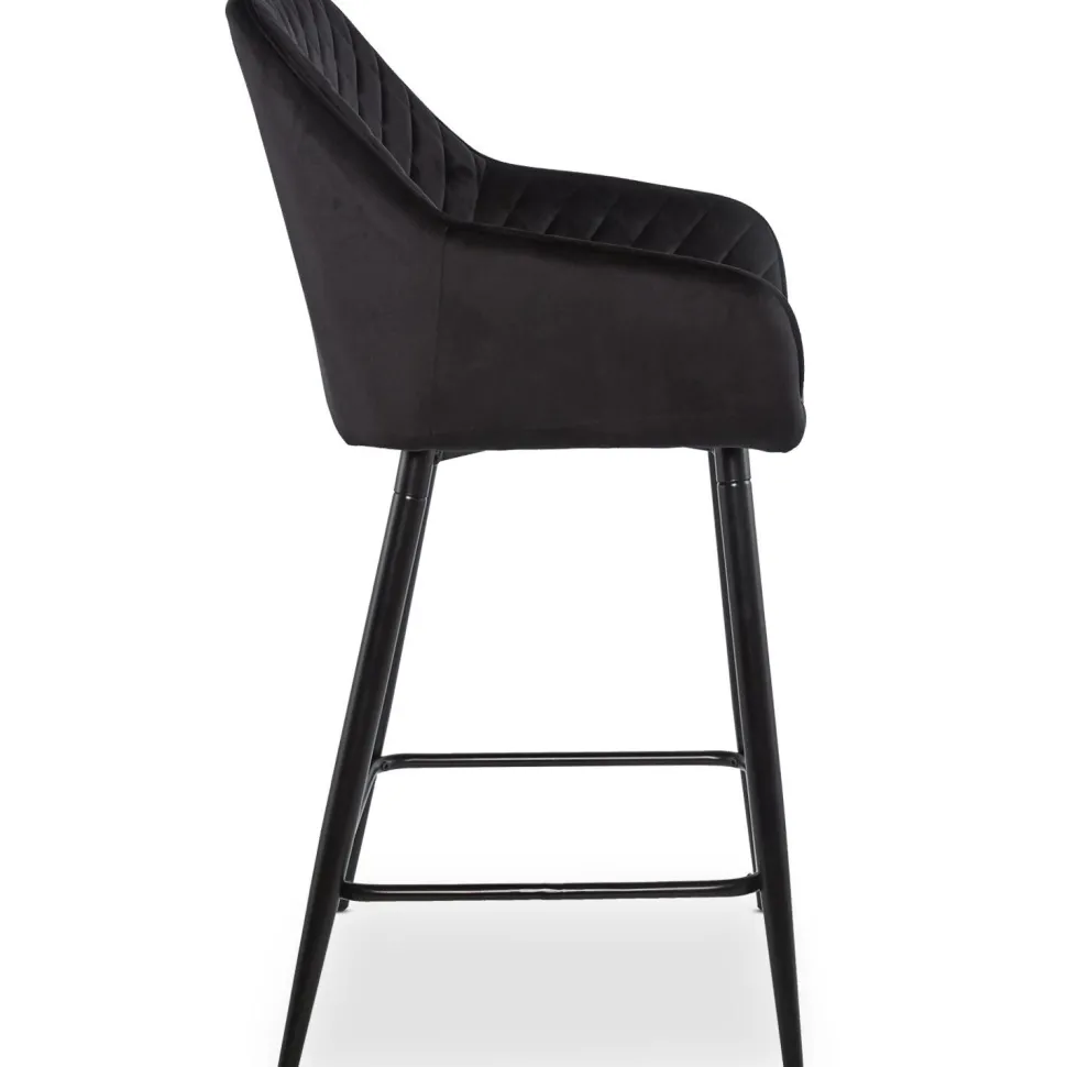Lot de 2 chaises de bar Veronika Velours Noir