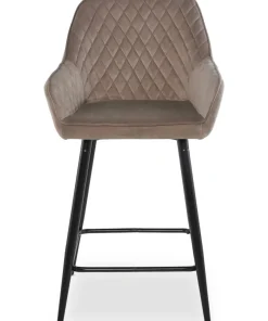 Lot de 2 chaises de bar Veronika Velours Taupe